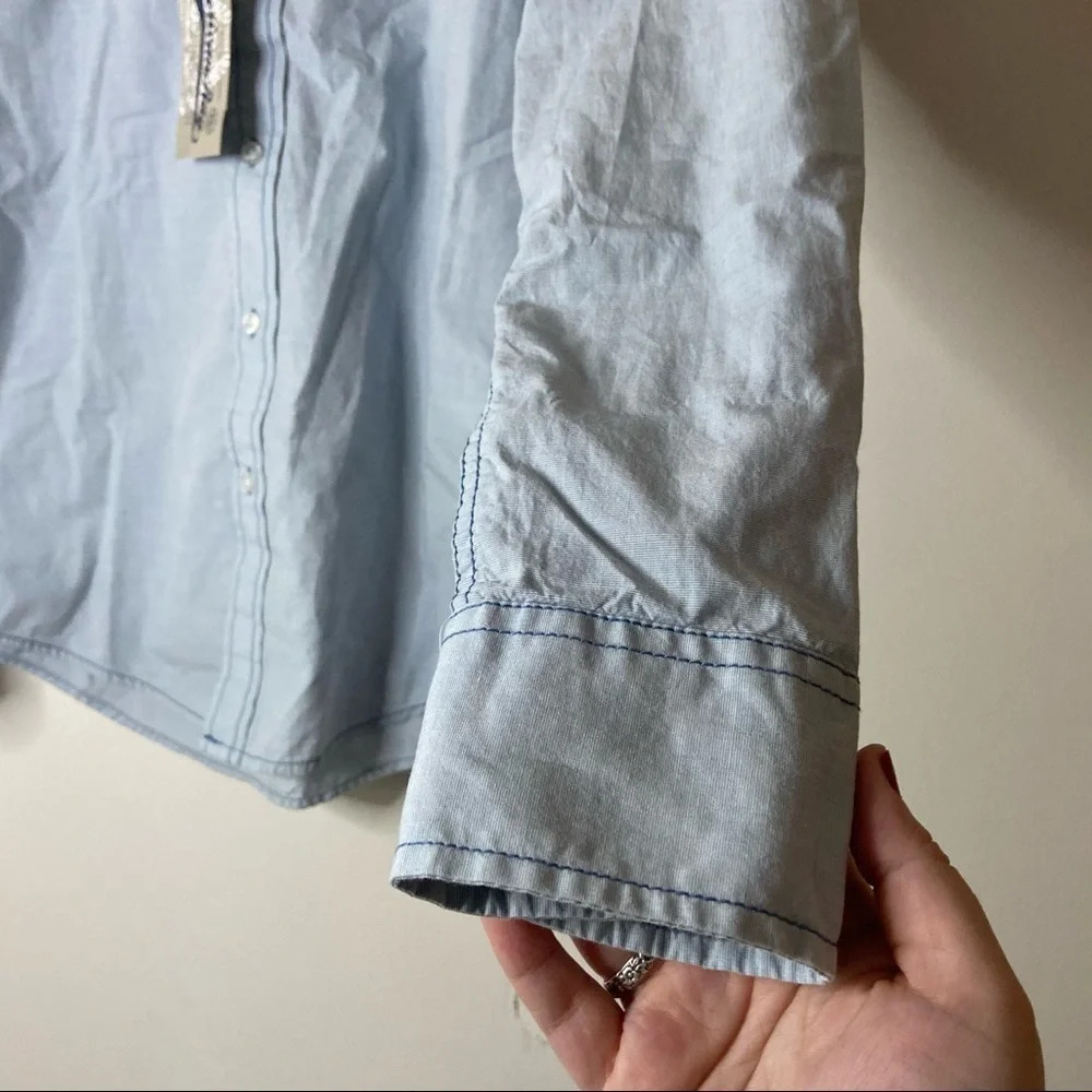 Button Down Shirt Small Blue Aire Casual Long Sleeve 100% Cotton American Rag - Picture 3 of 10